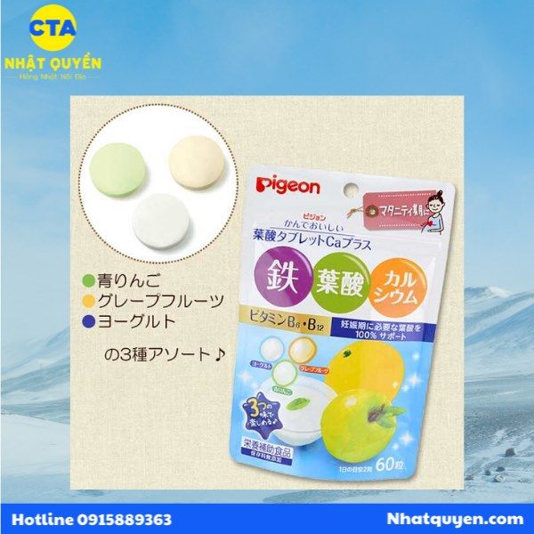 Viên uống bổ sung sắt, canxi và Axit Folic cho bà bầu Pigeon