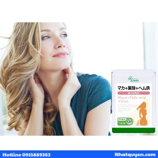 Viên bổ sung Maca - Folic Acid – Iron Lipusa Nhật Bản cho phụ nữ